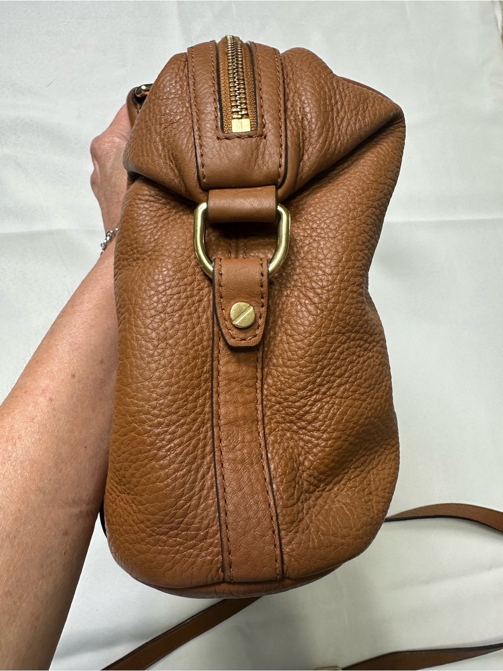 Michael Kors Brown Pebbled Leather Bedford Satchel with Strap - Picture 4 of 13